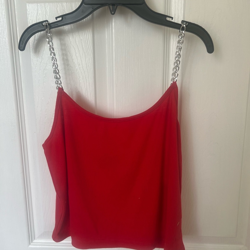 Red Chain Strap Women's Top